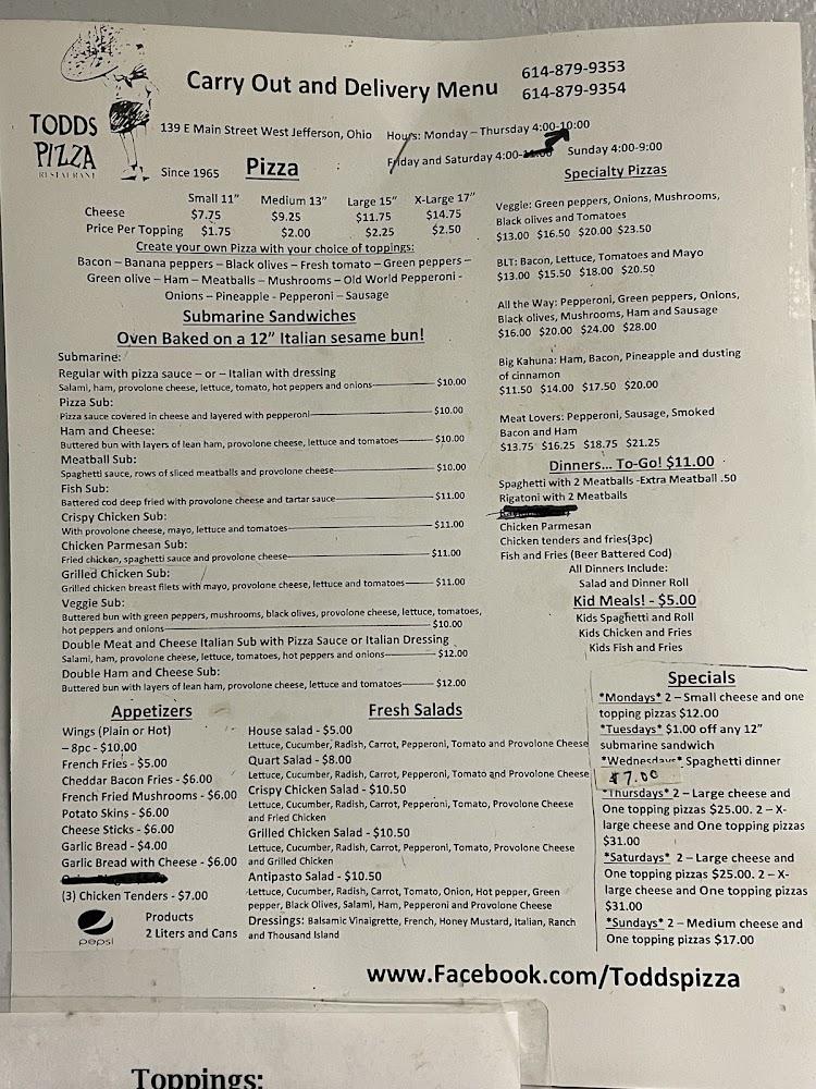 Todds Pizza Restaurant Submarine Regulare with Pizza Sauce