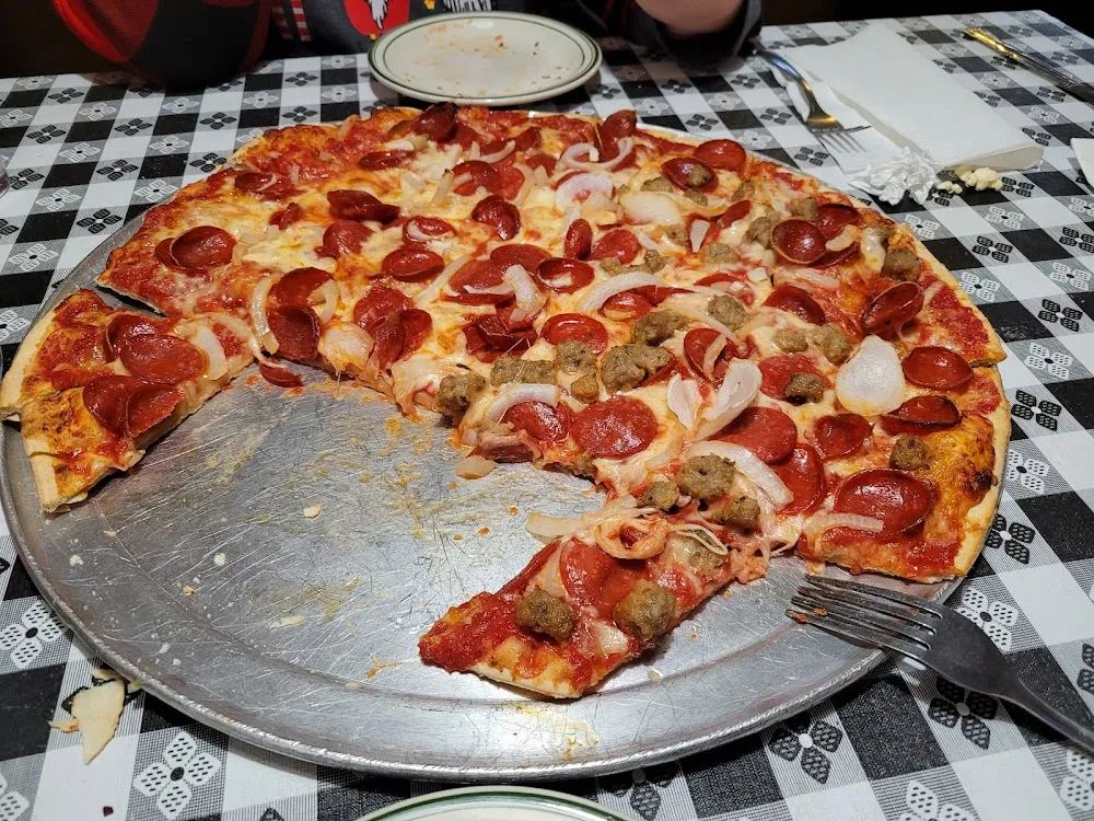 Pepperoni Sausage and Onion Pizza